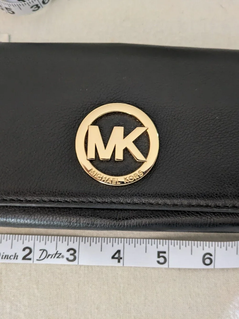 Michael Kors Black Leather Fulton Continental Wallet with Gold MK Emblem